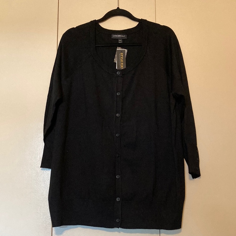 Lane Bryant Black Cardigan Sweater 3/4 Sleeve Size 22/24